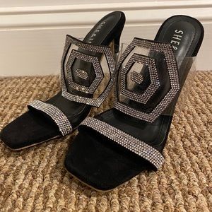 Black Rhinestone Heels